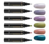 Nail Polish Pens | Quick-Dry 6 Colors Gel Nail Pen | No UV One-Step Gel Nails Varnish Art Pen Tool | Professional 3-in 1 Nails Polish Painting Crafts Pens Accessories for Home Salon