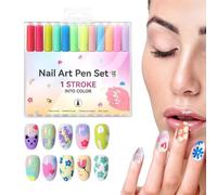 Nail Polish Pens | Quickly Drying Smudge-proof Vibrant Colors Graffiti Art Fine Tip Pen - 12x Waterproof Polish Sticks Liquid for Girl