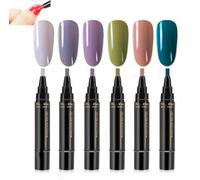 Nail Polish Pens, Three in One Pencil NailPolish, One Step Nail Gel Pen, For Nails Art, No Need Base Top Coat (6pcs-c)