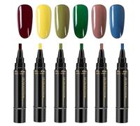 Nail Polish Pens UK | Nails Polish Pen Set No UV | 6 Colors Nail Varnish P-ens | Quick Dry One-Step Gel NailPolish | Soak Off DIYs Nails Art Sets For Women Girls 8ml
