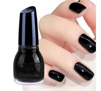 Nail Polish Pure Black Quick Dry & Long Lasting Nail Varnish Neutral Nail Polish Non-Toxic Water Based Formula Natural Nail Polish for DIY Nail Art Gift, 20ml