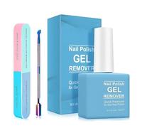 Nail Polish Remover 15ml, Fast & Easy Gel Remover in 2-5 Minutes, No Foil Soaking or Wrapping Needed, Quick Remove Acrylic & Gel Polish, with Nail File, Cuticle Pusher & Scraper, No Nail Damage