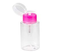 Nail Polish Remover Liquid Bottle,180ml Nail Polish Remover Dispenser Empty Clear Push Down Bottle Plastic Pump Liquid Container Rosy