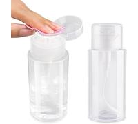 Nail Polish Remover Pump Bottle, 200ml Push Down Cleanser Bottle for Travel, No-Leakage Liquid Acetone Pump For Makeup Nail Polish Remove 2Pcs