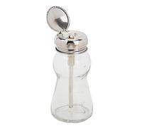 Nail Polish Remover Pump Bottle, Glass 100ml Empty Dispenser with Press Type for Makeup Liquids, Transparent & Scaled Design