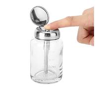 Nail Polish Remover Pump Dispenser, 80ml Push Down Empty Lockable Pump Dispenser Bottle for Nail Polish and Makeup Remover, Press Glass Bottle, Nail Art Gel Cleaner Container
