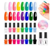 Nail Polish Set 10ml 16 Colors Rainbow Air-Dry Nail Polish with Base Coat Top Coat Remover Pad Normal Nail Polish Starter Kit Gift