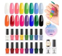 Nail Polish Set 10ml 16 Colors Rainbow Air-Dry Nail Polish with Base Coat Top Coat Remover Pad Normal Nail Polish Starter Kit Gift