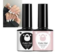Nail Polish Set, 2 PCS Gel Nail Polishes, White & Light Pink French Tip Manicure Natural Classic Manicure Nail Polish set, Chip Resistant Long Lasting Nail Varnishes, DIY Nail Art Salon, Gift for Wome