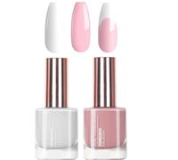 Nail Polish Set - 2Pcs Quick Dry Pink & White Nail Varnish - 2 In 1 Simple Long Lasting Oil-Based Formula - DIY Home Manicure - No Cure Needed