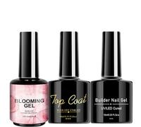 Nail Polish Set, 3X Nail Blooming Gel Base Coat Top Coat, Beginners Home Salon Manicure Fingernails Art Supplies for Girlfriend, Wife
