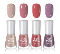 Nail Polish Set - 4PCS Nail Varnish Set - Nude Pink Purple Red Nail Varnish Sets - Quick Dry Long Lasting Pure Color Nail Polish - Water Based Breathable Varnish Gift Set - No Need Cure