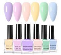Nail Polish Set 6 Colors - Light Colors Nail Varnish Sets - Colorful Spring Summer Nail Polish Quick Dry - Nail Varnish Set Macaron Candy Series DIY Nail Art, No Need Curing
