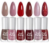 Nail Polish Set,6 Colors Winter Red Glitter Long Lasting Quick Dry Nail Varnish,Holographic Nail Polish Gel,Water Based Natural Nail Varnish Sets for Women DIY Nail Art - No Need Cure