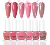 Nail Polish Set - 6 Colours Nude Pink & Glitter Nail Varnish - Quick Dry Long Lasting Non-Toxic Nail Polish - Breathable Glossy Nail Paint for Women & Girls DIY Manicure, 7ml Each