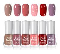 Nail Polish Set, 6 Colours Nude Pink Red Nail Varnish Sets - Quick Dry & Long Lasting Nail Polish for Women - Water Based Shimmer Purple Nail Varnish Kit - Non-Toxic Chip Resistant for DIY Manicure