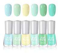 Nail Polish Set - 6Pcs Nail Varnish Sets - Quick Dry & Long Lasting Green Blue Yellow Varnish - Water Based Natural Nail Varnish Sets for Women DIY Nail Art - No Need Cure