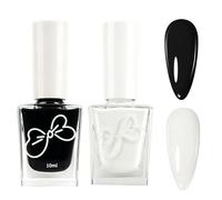 Nail Polish Set - Black White Nail Varnish Quick Dry - Classic French Tip Nail Art Polish - Smooth Full Coverage Long Lasting Nail Paint For Manicure DIY