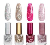 Nail Polish Set - Glitter Nail Varnish Sets - Quick Dry & Long Lasting Silver Gold Nail Polish - Long Lasting French Manicure Nail Polish - Nail Starter Kit 2024 Spring Serise Gift - No Need Cure