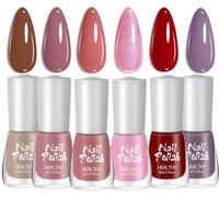 Nail Polish Set,Nude Pink Red Nail Varnish Kit,Quick Dry Long Lasting Nail Varnish Collection, Nail Polish Gift Set for Women, 6 Trendy Colours for DIY Manicure & At-Home Nail Art