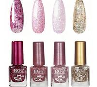 Nail Polish Set, Pink Glitter Nail Varnish Sets, Quick Dry & Long Lasting Oil-Based Formula, No UV Cure Needed for DIY Nail Art, Shimmery & Easy to Apply, Nice Gift Set for Women & Girls