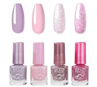 Nail Polish Set - Pink Glitter Nail Varnish Sets - Quick Dry & Long Lasting Pink Nail Polish - Oil-Based Formula Nail Polish Gift Set - No Need Cure Nail Paint for DIY Nail Art