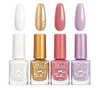 Nail Polish Set - White Nail Varnish - 4PCS Quick Dry White Pink Purple Glitter Gold Nail Varnish - Long Lasting French Manicure Polish - Nail Starter Kit 2026 Gift for Woman - No Need Cure