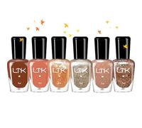 Nail Polish Sets,6 Colors Fall Winter Glitter Nail Varnish Champagne Orange Brown Gold Nail Polish, Quick Dry Long Lasting Nail Paint Manicure DIY Home