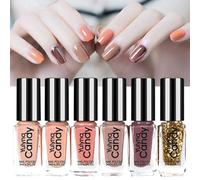 Nail Polish Sets 6PCS Airy Nude Nail Varnish-Quick Dry & Long Lasting-Non Toxic Oily Nature No Need Uv Nail Paint For Diy Nail Art Manicure At Home No Need Cure Christmas Nails(Airy Nude)