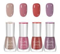Nail Polish Sets, Quick Dry Nail Polish Nail Varnish, 4PC Pink Nail Varnish Set, Long Lasting Nude Pink Red Purple Nail Polish, Non-Toxic Water Based Nail Varnish No Need Cure