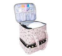 Nail Polish Storage Bag - Double Layer Organiser, Portable Bottle Case, Spacious Compartment Design, Heavy Duty Travel Box | Professional Nail Holder for Manicure Tools, Dryer Accessories, Pink, see