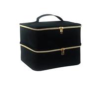 Nail Polish Storage Bag Essential Oil Bag Portable Cosmetic Nail Care Kit Nail Care Tool Storage Box Double Layer 30 Compartment(Small Black)