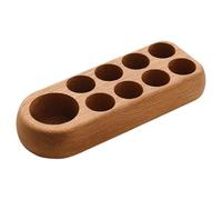 Nail Polish Storage - Premium Wooden Shelf Organiser, Multi-Slot Display Stand Design, Elegant Cosmetic Holder Furnishing, Stylish Arrangement on the Vanity Countertop | Aromatherapy