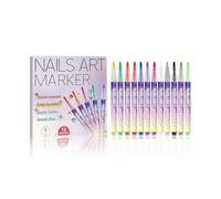 Nail Polishh Pen Set - 1.07 x 13.3 cm 12 Color 3D Gel Nail Art Pens, Smooth Ink Flow | Precision Fingernail Dotting Markers for Salon Home Travel Festival Party Wedding Manicure Design