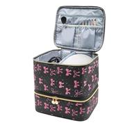 Nail polishing Storage Bag - Cosmetic Organizer with Black Bow Design | Large Capacity Beauty Case for Nail Tools, Makeup Accessories, Travel Carry, Salon Supplies, and Vanity Organization
