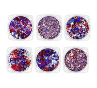 Nail Powder | 6 Boxes Patriotic Independence Day Star Sequins | Nail Sequin Mixed Glitter Powder,for Women Girls Decoration Independence Day 4th of July Festival Holiday Memorial Party Daily