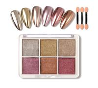 Nail Powder, 6 Colors Aurora Chrome Nail Powder,Mirror Effect Mermaid Nail Glitter Powder Dust Kit,Solid Metallic Nail Pigment Decoration Accessories for Nail Art Design DIY (Nail Powder H)