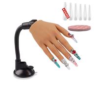 Nail Practice Hand for Acrylic Nails with 500 Pcs Nails, Silicone Fake Hands to Practice Fake Nails Mannequin Hand for Nails Practice and Nail Art Single Right Hand Brown