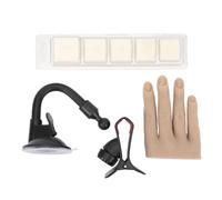 Nail Practice Hand, Silicone Mannequin Hand with Adjustable Clamp Stand for Manicure Tattoo Training and Display, Reusable Flexible Hand Model with Embedded Nail Slots