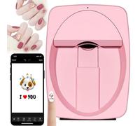 Nail Printer Nail Art Machine, Portable 3D Nail Painting Machine, 1000+ Designs, DIY Nail Printer Control Through Mobile App for Home Usage Nail Salon for Cute Girls Women Gift(Pink)