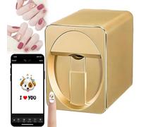 Nail Printer Nail Art Machine, Portable 3D Nail Painting Machine, 1000+ Designs, DIY Nail Printer Control Through Mobile App for Home Usage Nail Salon for Cute Girls Women Gift(Gold)