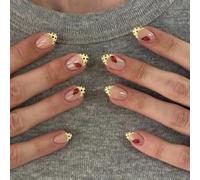 Nail Reformation Press on Nails, 3d Shell Flower Almond False Nails, Reusable Starfish Stick on Nails for Women(JP4387)