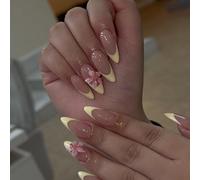 Nail Reformation Press on Nails, 3d Shell Flower Almond False Nails, Reusable Starfish Stick on Nails for Women(JP4372)