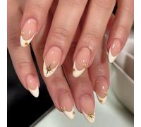 Nail Reformation Press on Nails, 3d Shell Flower Almond False Nails, Reusable Starfish Stick on Nails for Women(JP4344)