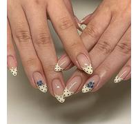 Nail Reformation Press on Nails, 3d Shell Flower Almond False Nails, Reusable Starfish Stick on Nails for Women(JP4350)
