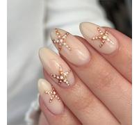 Nail Reformation Press on Nails, 3d Shell Flower Almond False Nails, Reusable Starfish Stick on Nails for Women(JP4408)