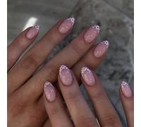Nail Reformation Press on Nails, 3d Shell Flower Almond False Nails, Reusable Starfish Stick on Nails for Women(JP4393)