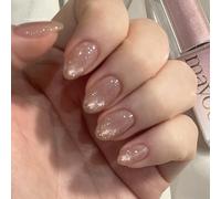 Nail Reformation Press On Nails, Glitter Jelly Almond False Nails, Reusable Stick On Nails for Women Glazed(JP4044)