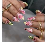 Nail Reformation Press On Nails, Pearl Sun Almond False Nails, Reusable Stick On Nails for Women Art(K212（30pcs）)