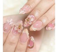Nail Reformation Press On Nails, Pearl Sun Almond False Nails, Reusable Stick On Nails for Women Art(K214（30pcs）)